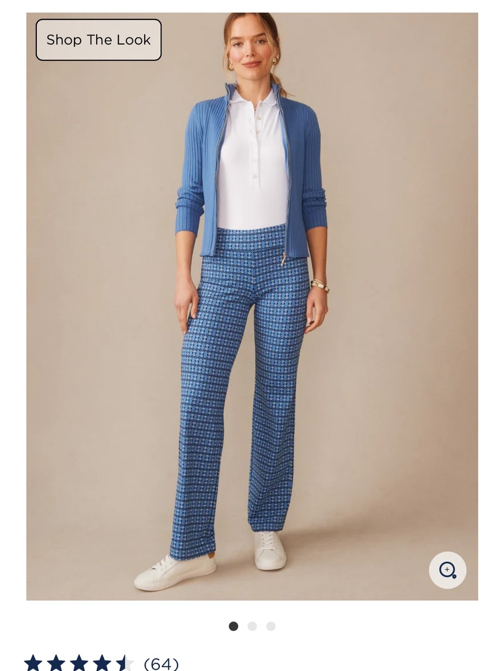Women's Blue Houndstooth Straight-Leg Pants